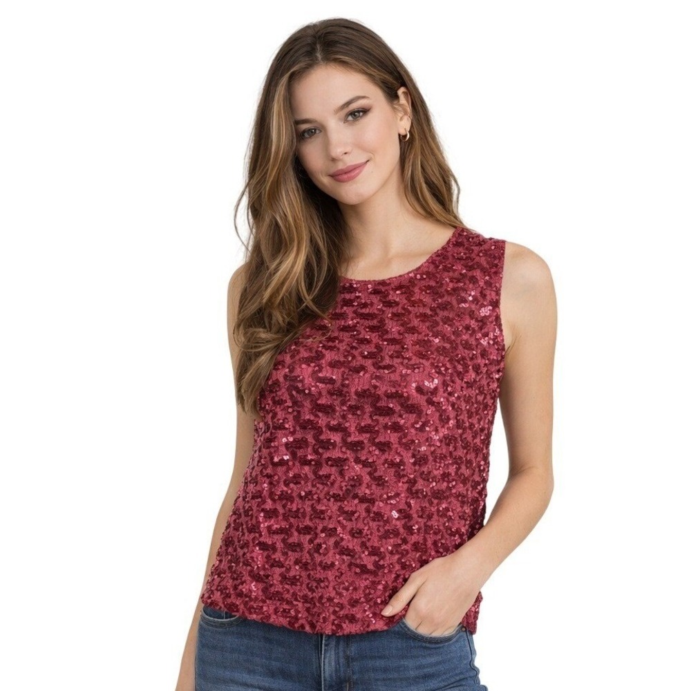 Vintage Stylebest Knitting Mills Tank Sequined Sleeveless Keyhole Back Top Retro